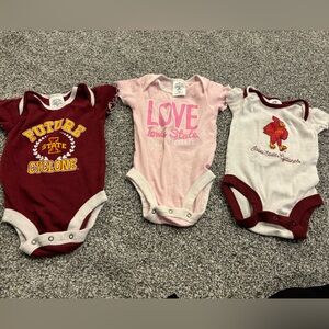 Iowa State 3-6 month onesies - Red, Pink, White